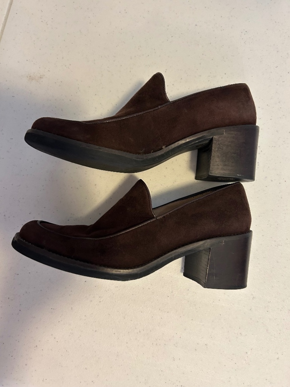 Enzo Angiolini Brown Suede Loafers – Classic Block Heel - Picture 3 of 6